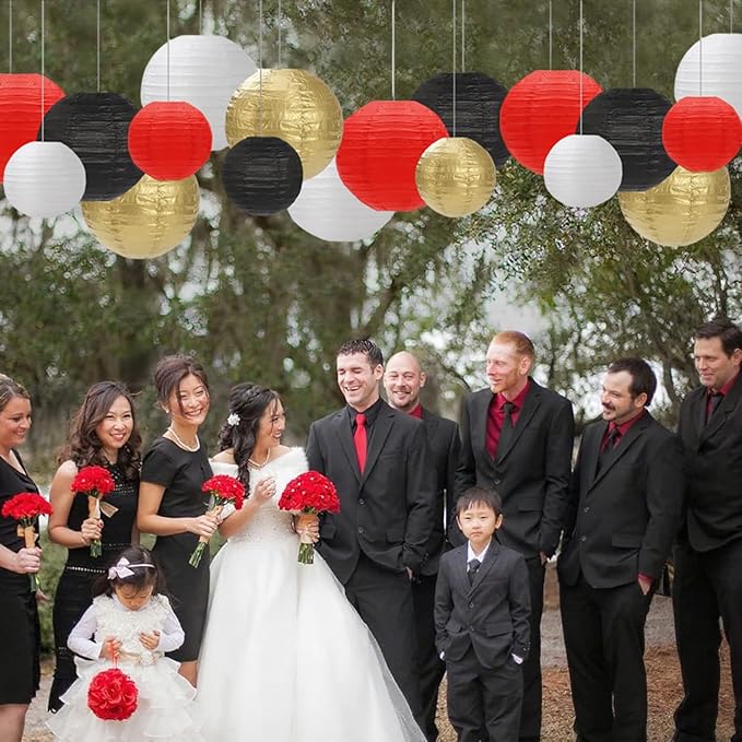 Black Red White Paper Lanterns Decorative 12pcs Party Hanging Decorations - Image 9