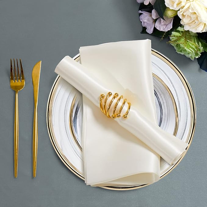 Horbaunal 30 Pack Ivory Satin Napkins 17 x 17 Inch, Square Soft Table Dinner - Image 7