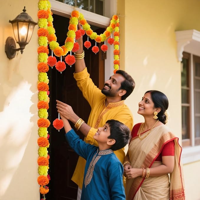 5 Pcs Diwali Artificial Marigold Garland - Image 8