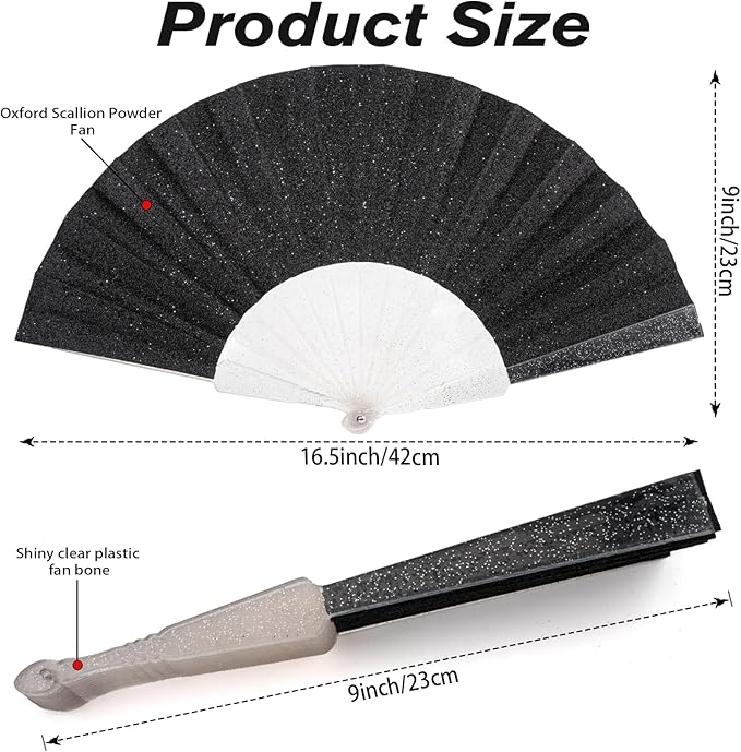 12 Pack Handheld Fan, Folding Hand Glitter fan - Image 2