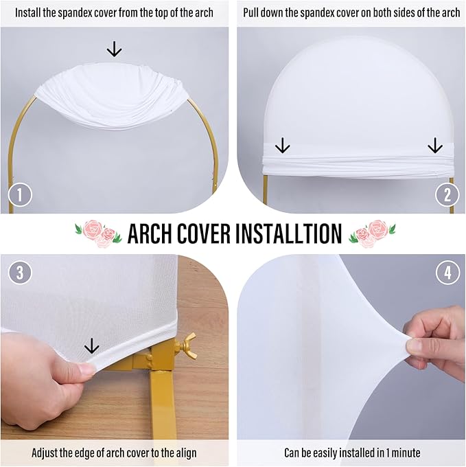 LEBENGURU Upgraded 6FT Wedding Arch Cover, Round Top Chiara Stand Covers - Image 5