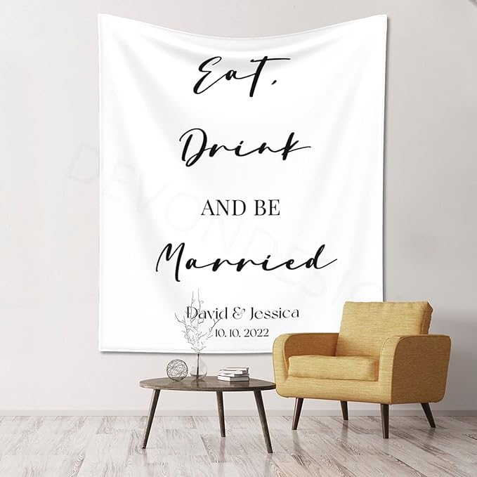 Eat, Drink and Be Married Backdrop, Custom Tapestry - Image 4