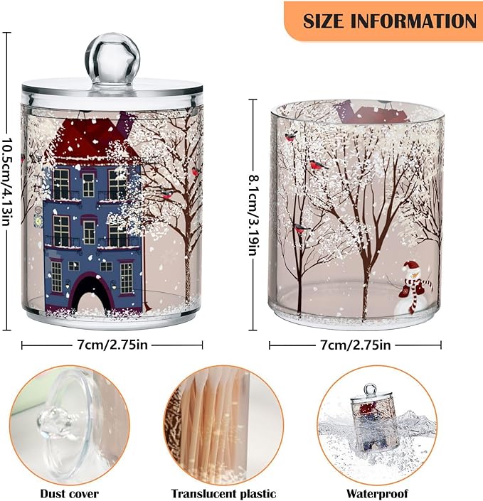 Christmas Winter Qtip Holder Dispenser 4 Pack Snowmen Snow Courtyard - Image 3