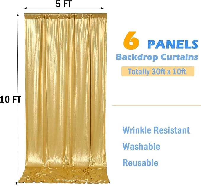 30ft x 10ft Gold Sequin Backdrop Curtain - Image 5