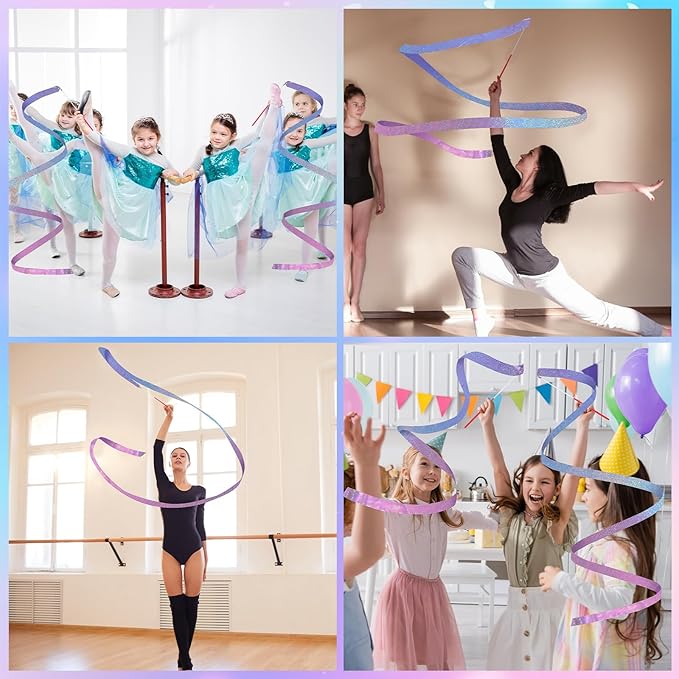 24 Pcs Sparkling Dance Ribbon for Kids Rhythmic Gymnastics Birthday Party - Image 7