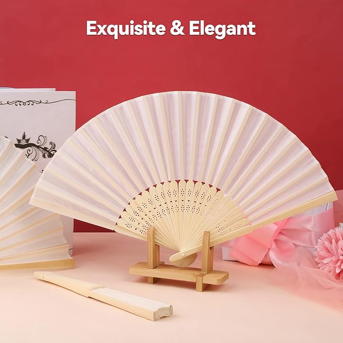 Aneco 18 Pieces Handheld Fans Cloth Hand Fans Bamboo Folding Fans - Image 5
