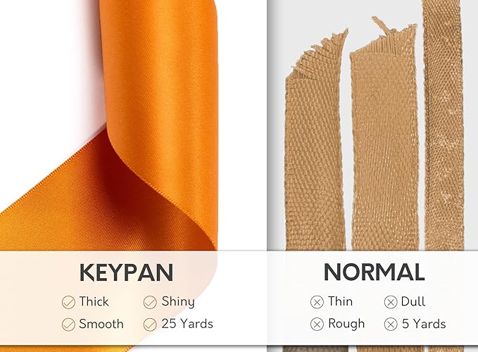 Satin Ribbon 2.5 Inch Double-Faced Ginger Polyester Ribbons 25 Yards - Image 4