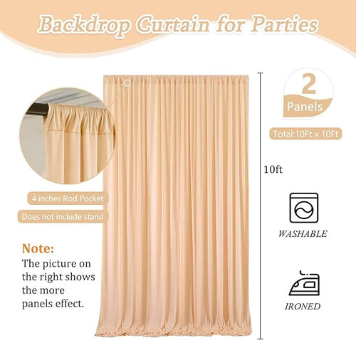 10 x 10 Feet Champagne Backdrop Curtain - Image 2