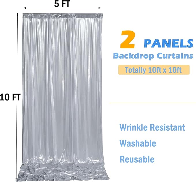 10ft x 10ft Silver Sequin Backdrop Curtain - Image 6