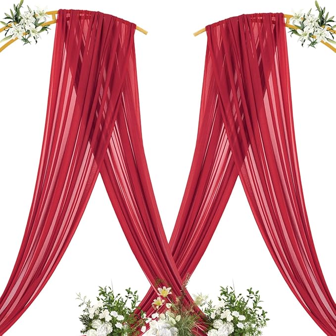 MLMC Red Wedding Arch Draping Fabric 2 Panels 29" x 20 FT Extra Long Gauze - Image 4
