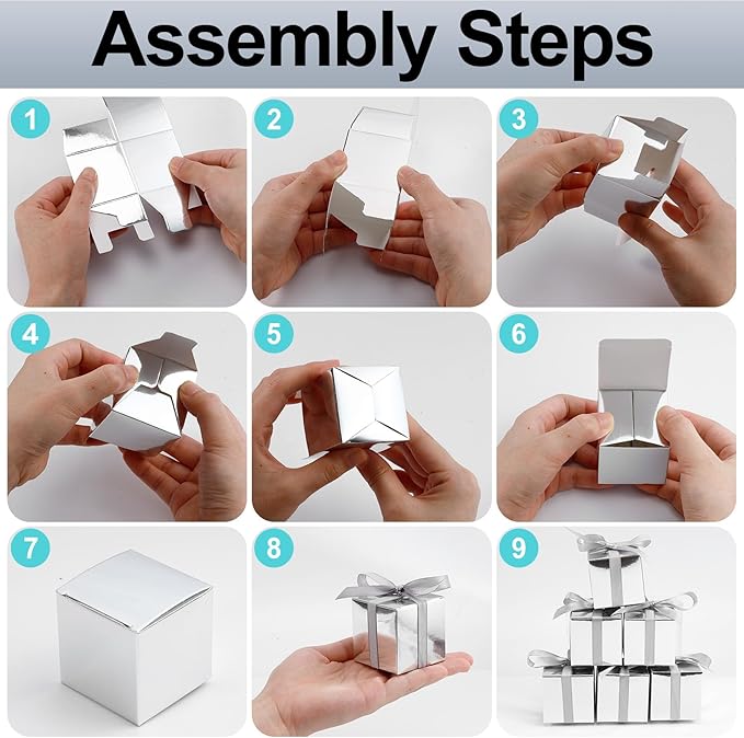 COCPOK 50 Pack Silver Gift Boxes, Small Candy Boxes - Image 4