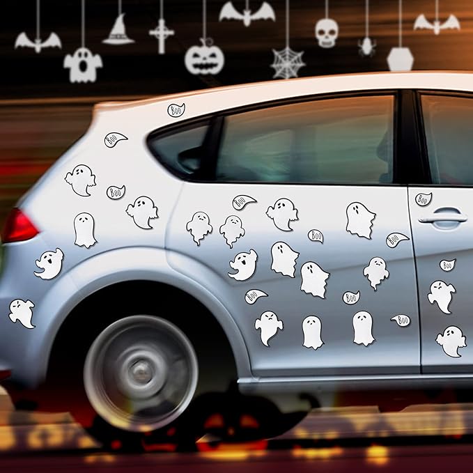 Chinco 36 Pcs Halloween Ghost Car Magnets Reflective Ghost Boo Refrigerator - Image 2