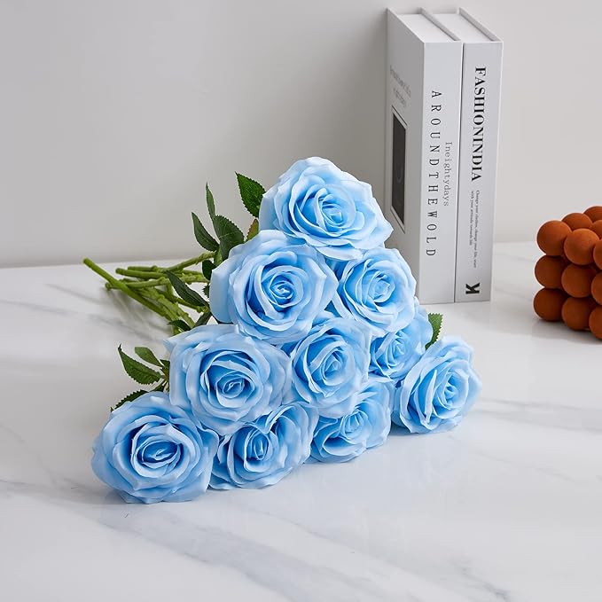 Artificial Rose 10pcs Open Flower Bouquet Faux Rose Stems - Image 5