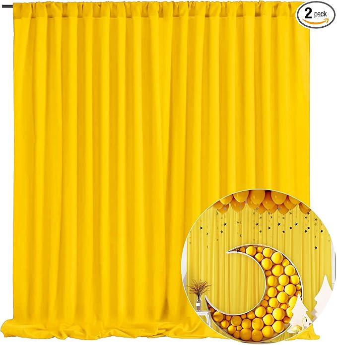 10 x 10 Feet Yellow Backdrop Curtain by ZEBMOON