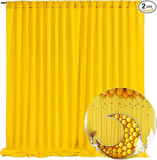 10 x 10 Feet Yellow Backdrop Curtain by ZEBMOON