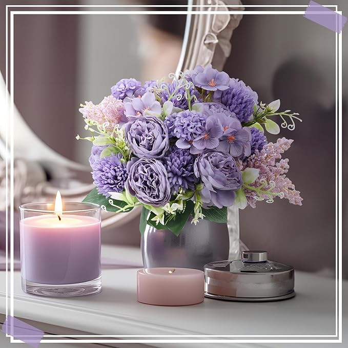 Zeyune 8 Pcs Wedding Silk Flowers Fake Silk Flowers Faux Bouquet Hydrangea - Image 4