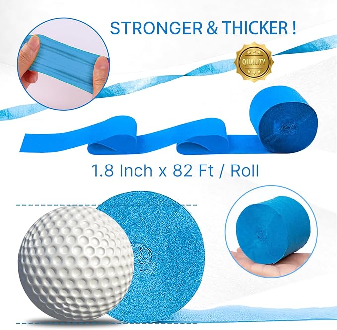 PartyWoo Blue Crepe Paper Streamers 4pcs 328ft Pack of Light Sky Blue Crepe - Image 6