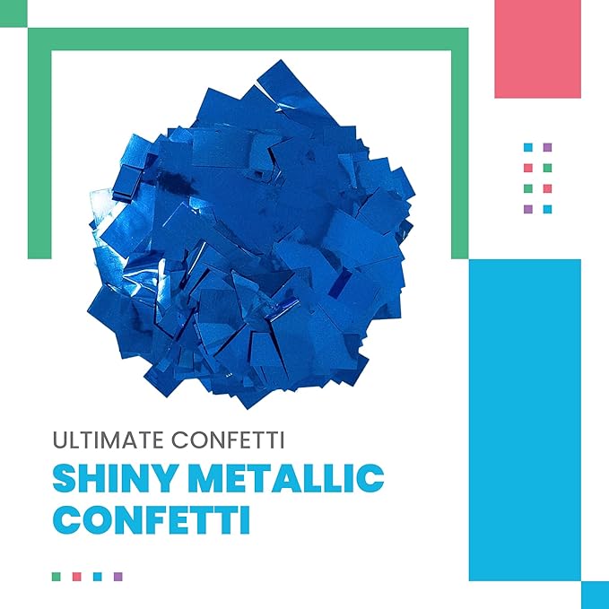 Ultimate Confetti, Rectangular Blue Mylar Shiny Foil Metallic Confetti - Image 2