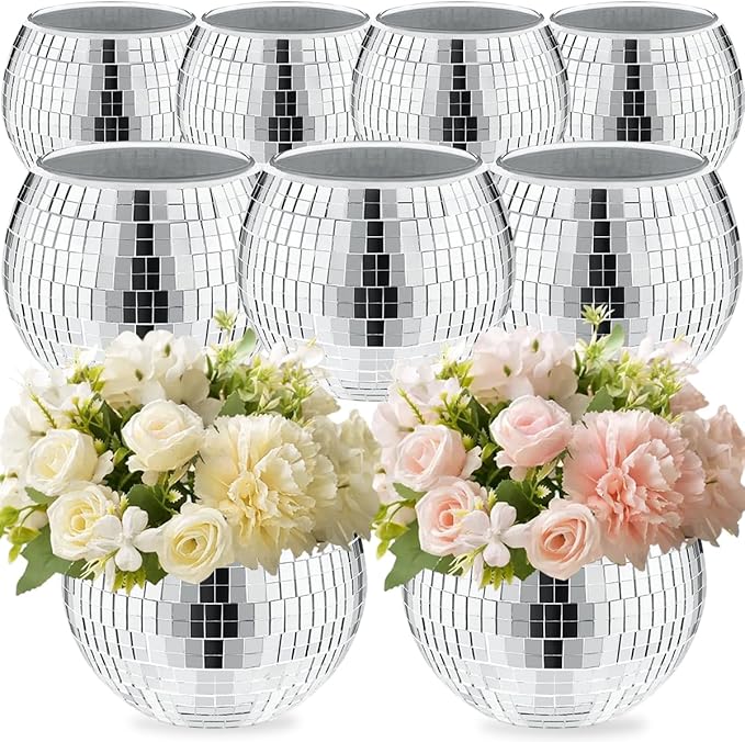 9 Pcs Disco Ball Vase, Glass Disco Ball Vases, Mirror Disco Balls, Candle by Unknown