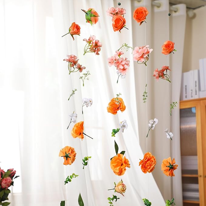 XunYee 6 Pcs 35.4 ft Flower Garlands Hanging Wildflower Backdrop Decoration - Image 5