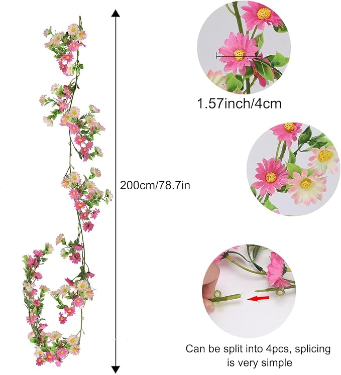 Silk Flower Garland Pink Wildflower Garland - Image 2