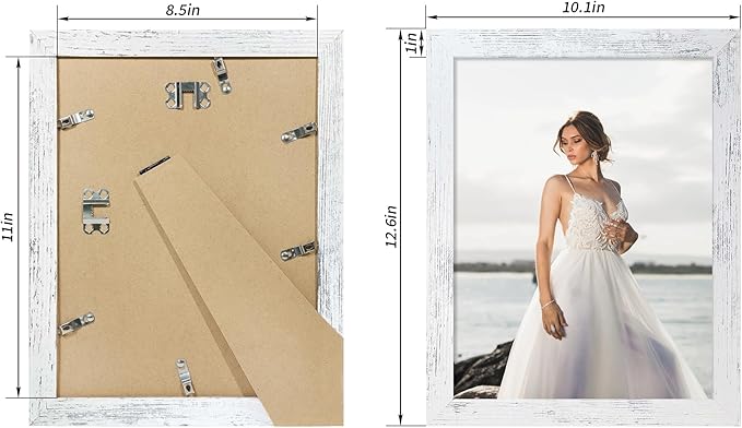 8.5x11 Picture Frame Set of 4, Distressed White Certificate Frame - Image 4