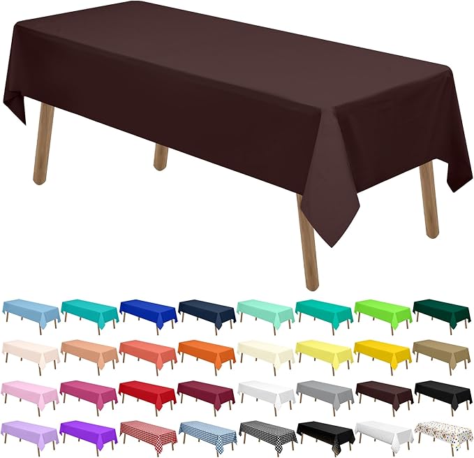 Brown Plastic Tablecloths 2 Pack Disposable Table Covers 54 x 108 Inch Party by PartyUlyja