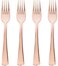 Prestee Set of 100 Rose Gold Plastic Forks Disposable by Prestee