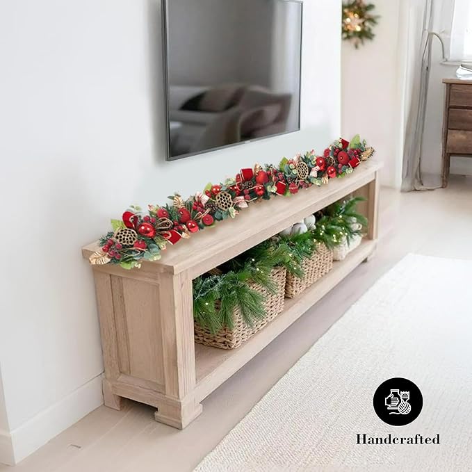 5 ft Christmas Garland for Mantle for Stairs Railing, for Table No Light - Image 7