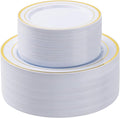100PCS White Plastic Plates Set by BESTSTAR