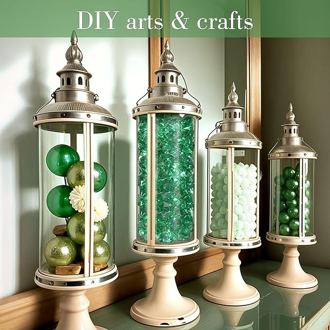 DomeStar 150PCS Fake Ice, Vase Fillers Green Acrylic Fake Diamonds Plastic Gems - Image 3