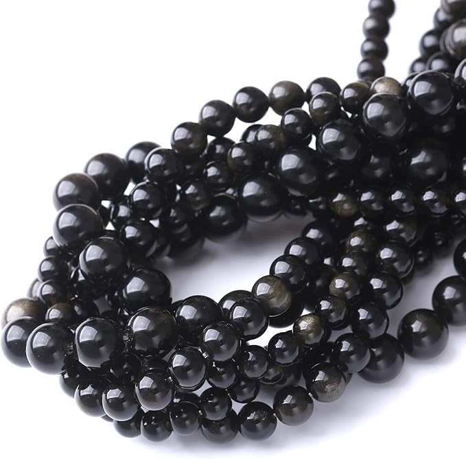 Gold Obsidian Stone Beads for Jewelry Making DIY Craft Gemstone Beads Kit - Image 4
