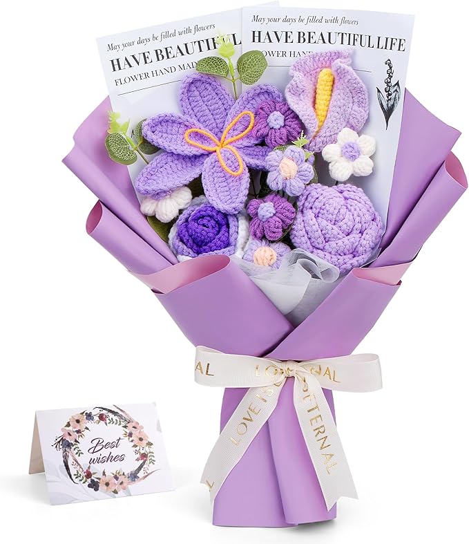 Crochet Flowers Bouquet, Handmade Knitting Crochet Flowers, Tulips Flower and by KOGYXE