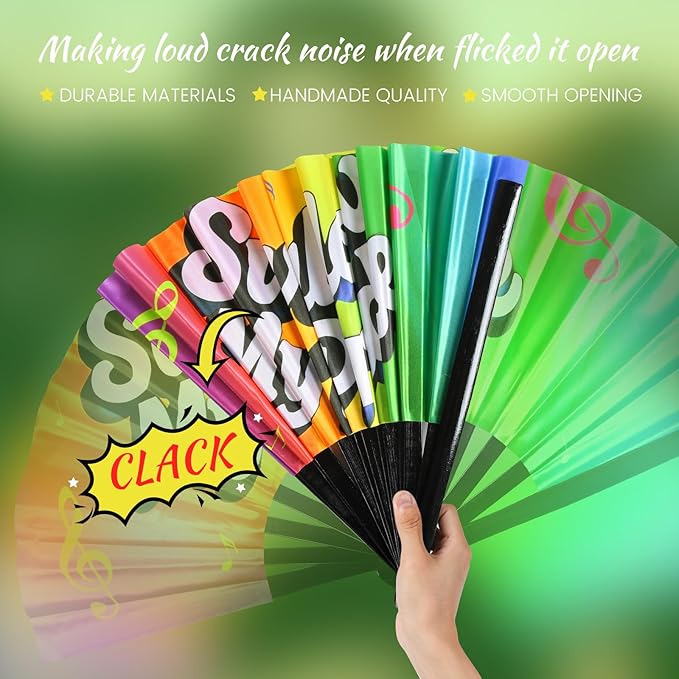 SYNTECSO Folding Hand Fan for Rave, Popping Fan for Line Dancing, Drag Queen - Image 4