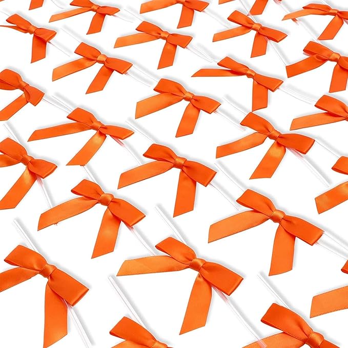 Bright Creations 100 Pack Orange Twist Tie Bows - Image 7