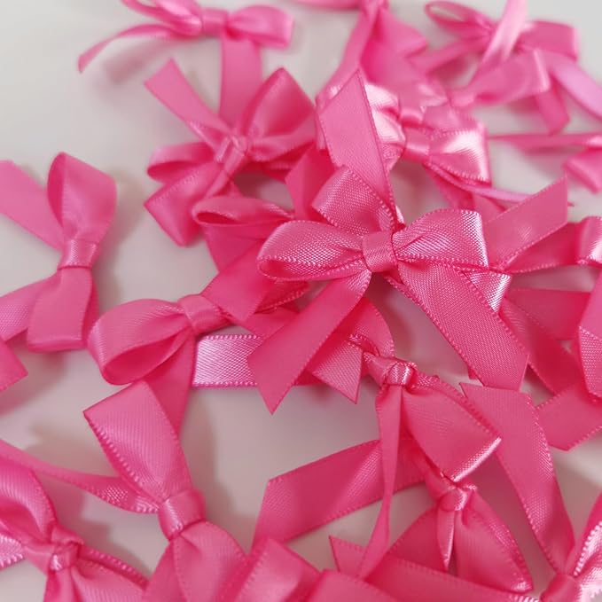 50pcs 1-1/2" Mini Hot Pink Satin Ribbon Bows Without Twist Ties - Image 7