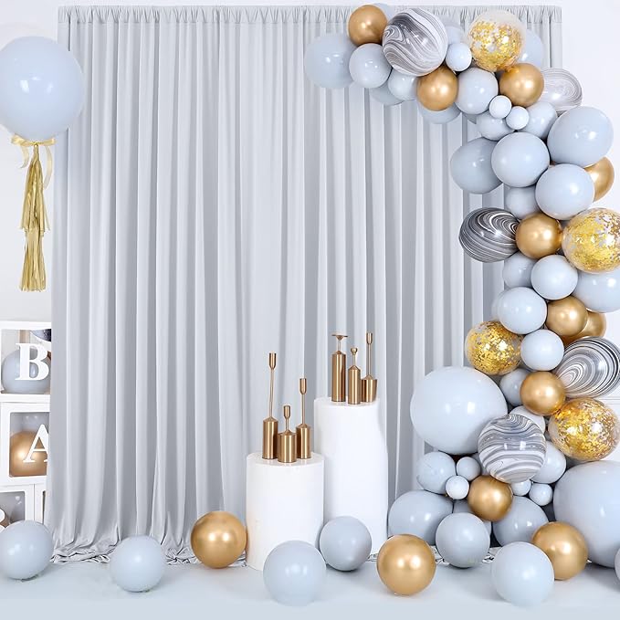 10 ft x 8 ft Wrinkle Free Silver Backdrop Curtain - Image 6