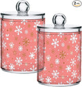 Gredecor 2 Pack Qtip Holder Clear Christmas Golden Pink Snowflakes Apothecary by Gredecor