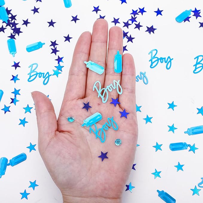 MARFOREVER Blue Confetti, Baby Shower Decorations Glitter Boy Table Confetti - Image 2