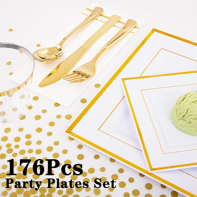 Festiva 176Pcs Gold Plates Disposable - Image 4