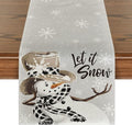 Artoid Mode Grey Snowman Snowflake Let it Snow Christmas Table Runner, Seasonal by ArtoidMode