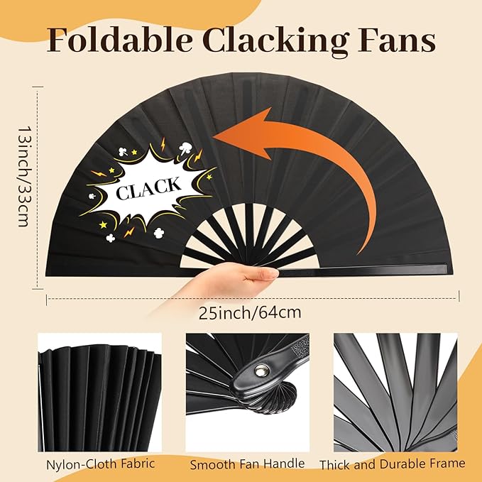 8PCS Large Chinese Folding Fans - Image 3