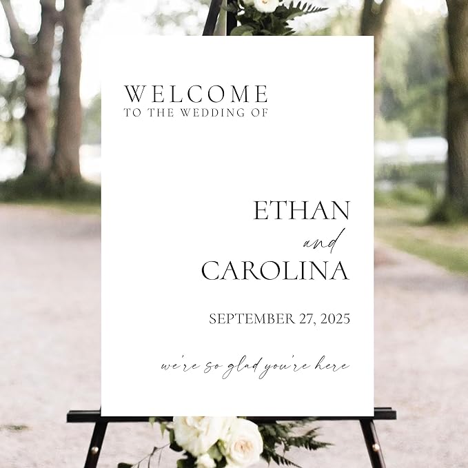 Personalized Wedding Welcome Sign, 18 inches x 12, Vintage Style, Customizable - Image 3