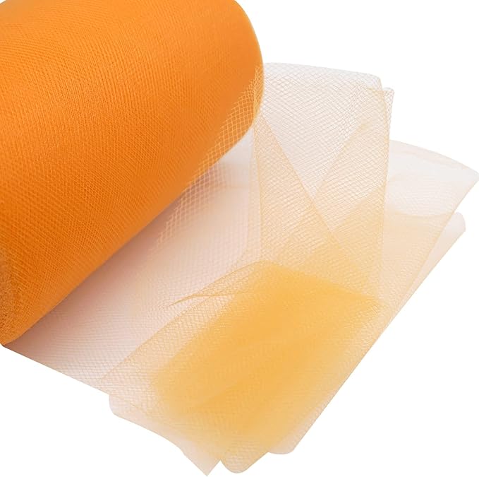 Orange Tulle Fabric Roll 6 Inch X 300 FT Matte Tulle Ribbon Netting Mesh Spool - Image 4