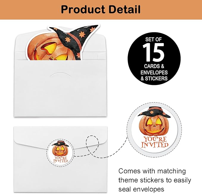REWIDPARTY 15 Sets Halloween Invitations - Image 4