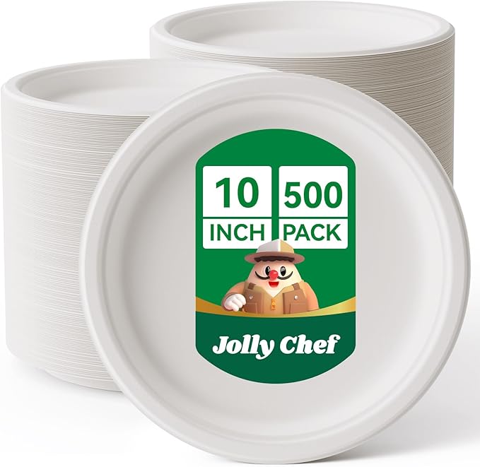 JOLLY CHEF Compostable Heavy Duty Plates   Eco-Friendly Disposable by JOLLYCHEF