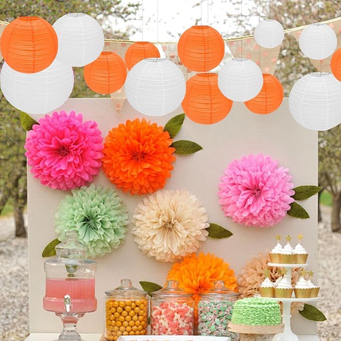 12Pcs Round Paper Lanterns Assorted Sizes - Image 6