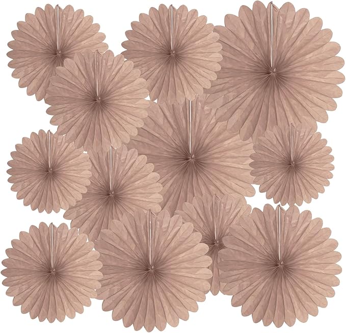 20 Pcs Brown Hanging Paper Fan, Hanging Honeycomb Round Paper Fans by Zankubom