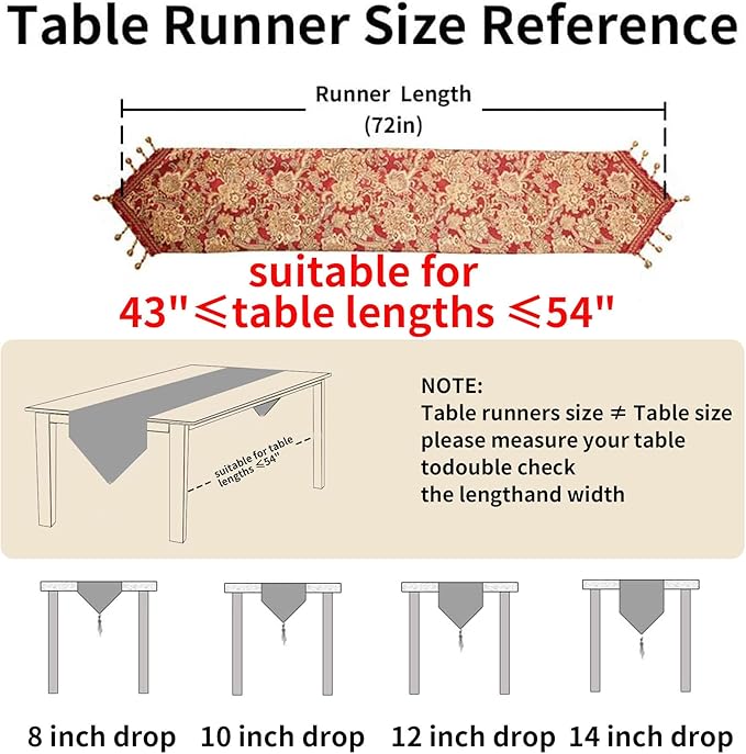 Luxury Vintage Table Runners 72 inches Long Embroidery Jacquard Fabric - Image 2