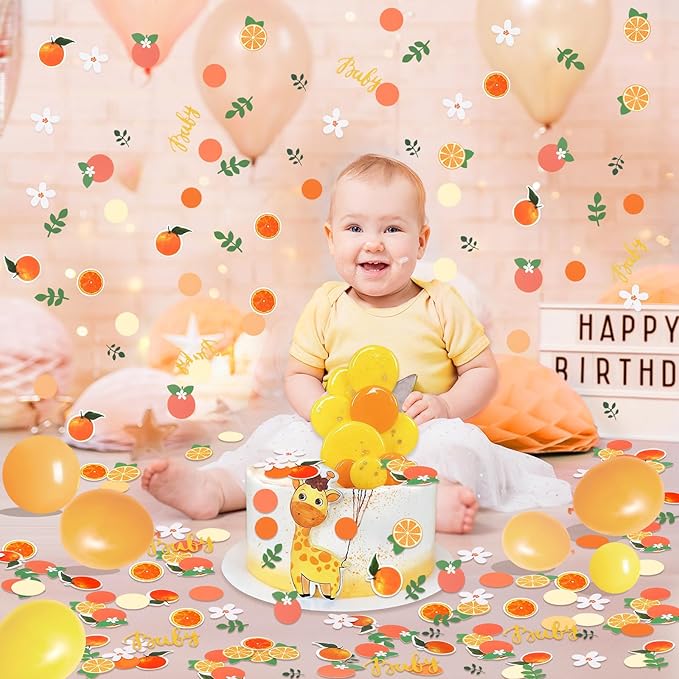 MARFOREVER 500 Pcs Little Cutie Baby Shower Confetti Citrus Decoration Orange - Image 6